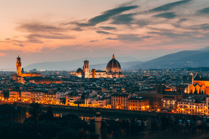 beautiful aerial shot florence italy architecture evening